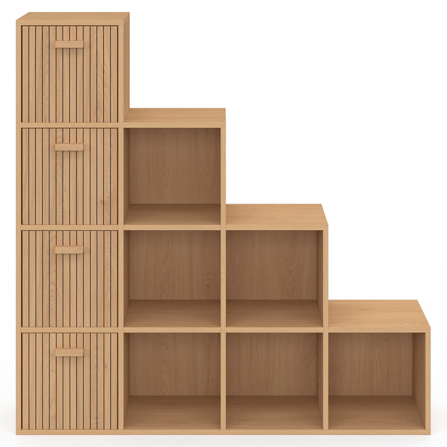 IDMarket - Meuble de Rangement en escalier LORYS Effet Lattes Juliette
