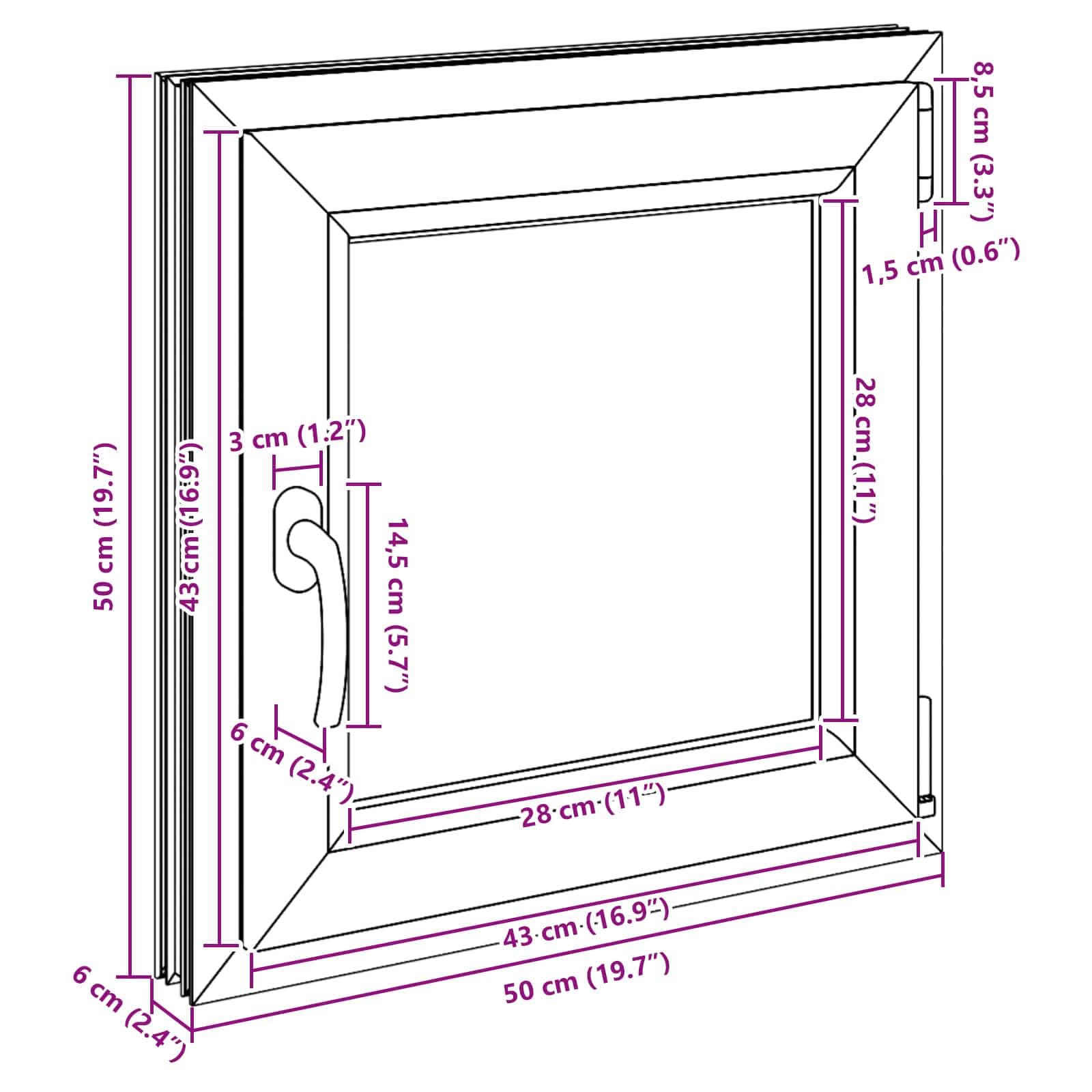 vidaXL Ventana de sótano RISOR 50 x 50 cm PVC y Vidrio Blanco, Sótano, Aislante Térmico Moderno y Duradero para Ventanas Eficientes, Accesorios de Vidrio PVC Aislantes