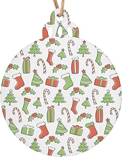 Zestaw 6 ozdób świątecznych WEGE, 4-kształtowa opcja drewniane drobiazgi na Boże Narodzenie, Boże Narodzenie graffiti dekoracja bożonarodzeniowa, 8 x 7 cm (3,15 x 2,75 cala)