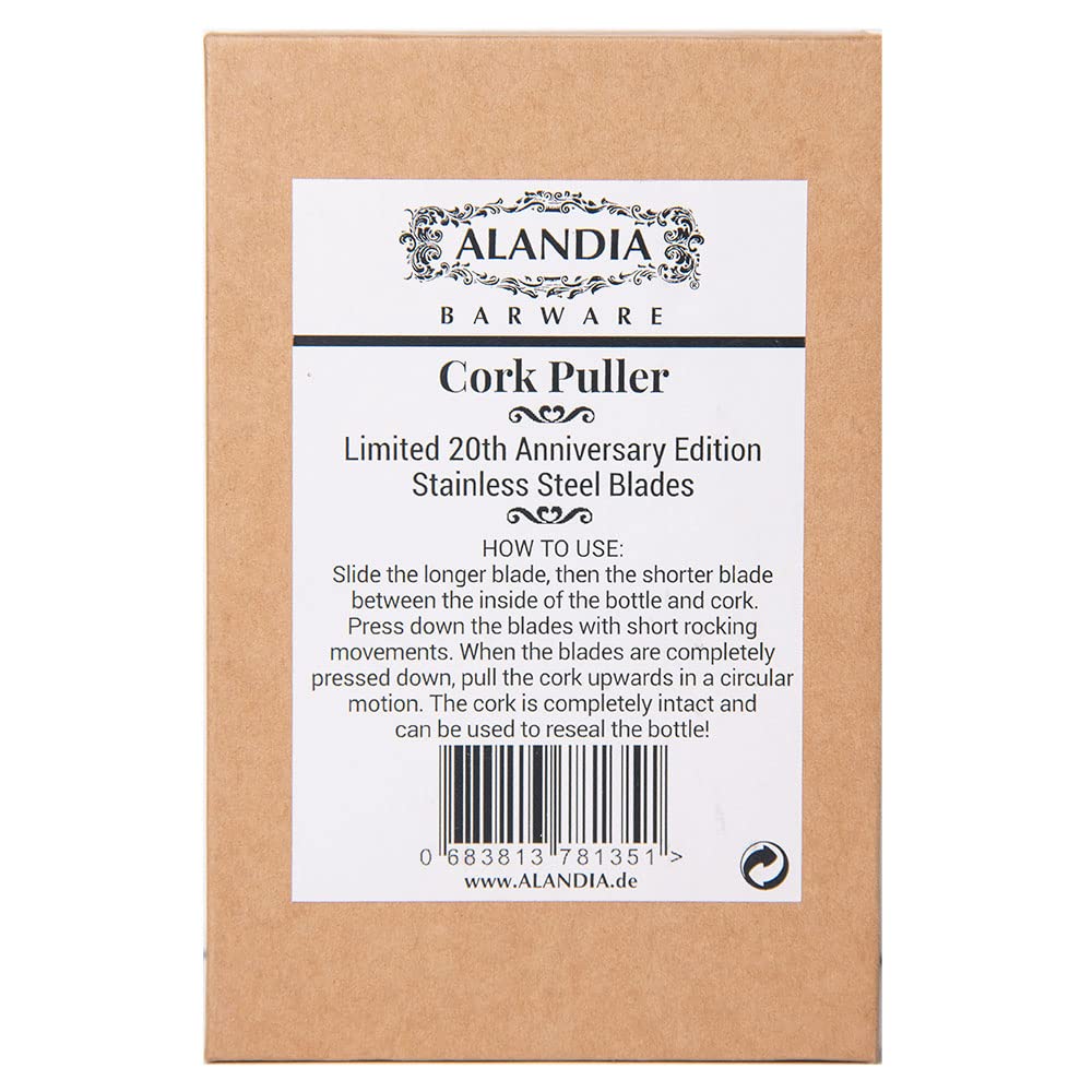 Spangenkorkenzieher Limited Edition von ALANDIA | Schwarz mit Edelstahl Klingen | Korkenzieher für Absinth, Wein etc.