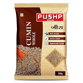 Pushp Whole Jeera | 100g Pouch | Premium Cumin Seeds | Aromatic & Flavorful | Ideal for Cooking, Tadka, Seasoning (Pack of 1)