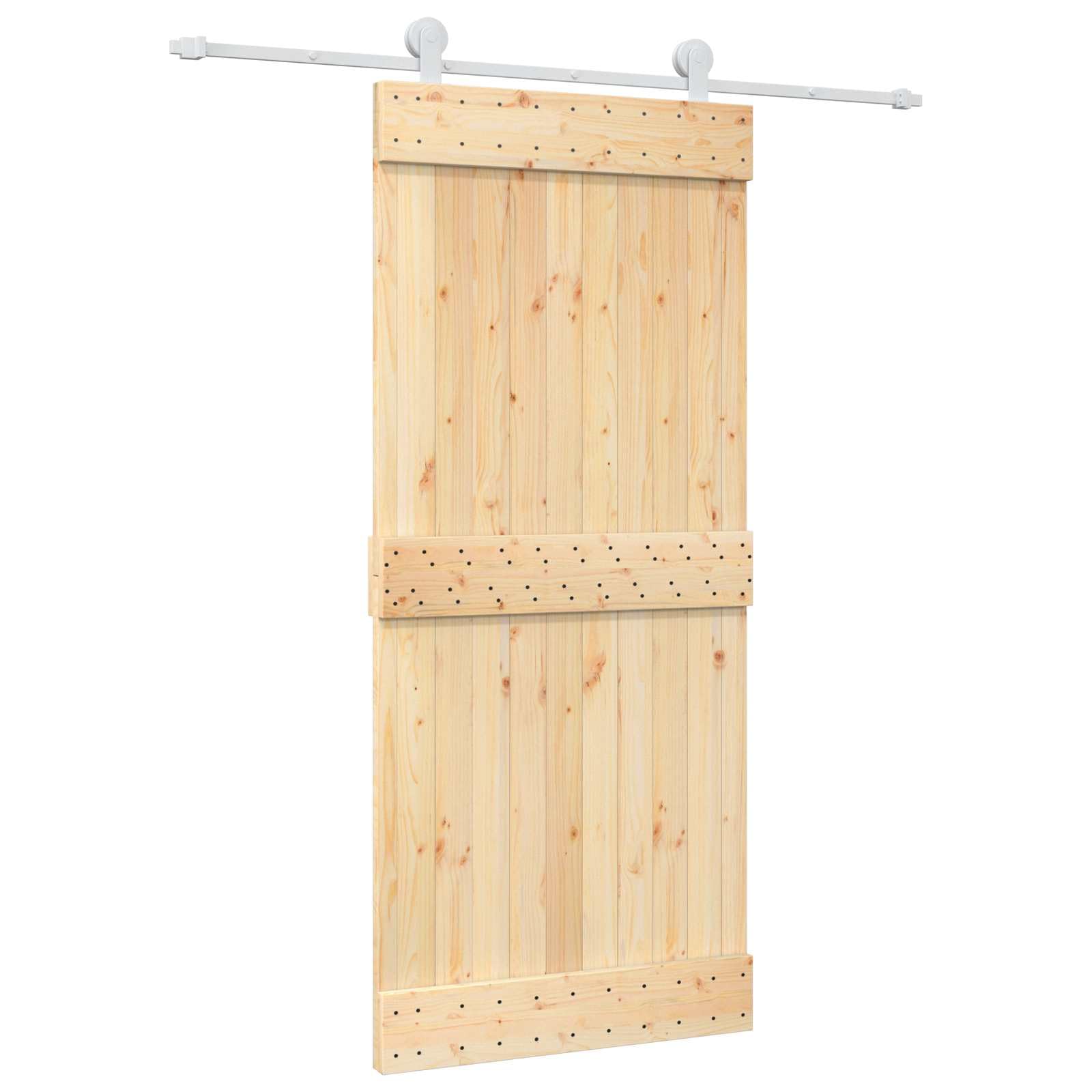 Porta scorrevole in pino massiccio, 90 x 210 cm | Guida superiore in acciaio, scorrimento laterale morbido, salvaspazio, finitura naturale