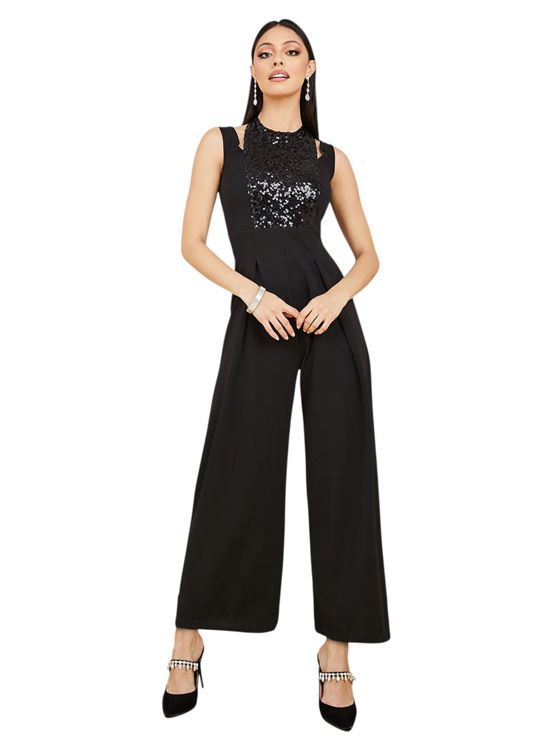 miss chase Women's Halter Neck Sleeveless Pleated/Wide Leg Jumpsuit-picture-36