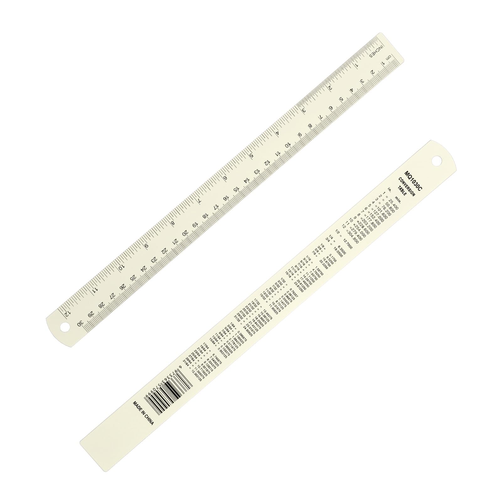 PATIKIL 30cm/12 inch Metal Ruler, Aluminum Alloy Metric Ruler with Inches and Centimeters Precision Measuring for Office Engineering Drafting, White
