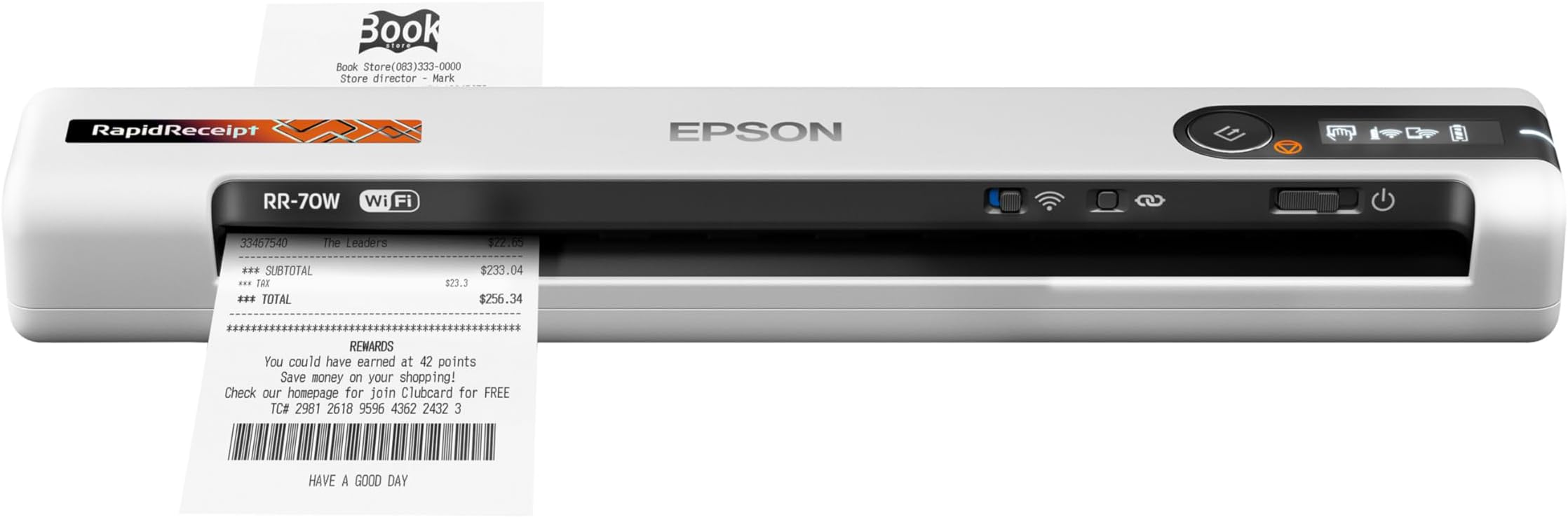 Epson RapidReceipt RR-70W Wireless Mobile Color Receipt & Document Scanner with ScanSmart AI PRO Receipt Management & PDF Software for PC & Mac (Renewed)