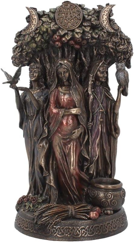 Figurine Paganisme Statuette Triple Déesse Nemesis Now 25cm - Idole Wiccan Bronze Avec Triple Lune Art Wiccan Résine