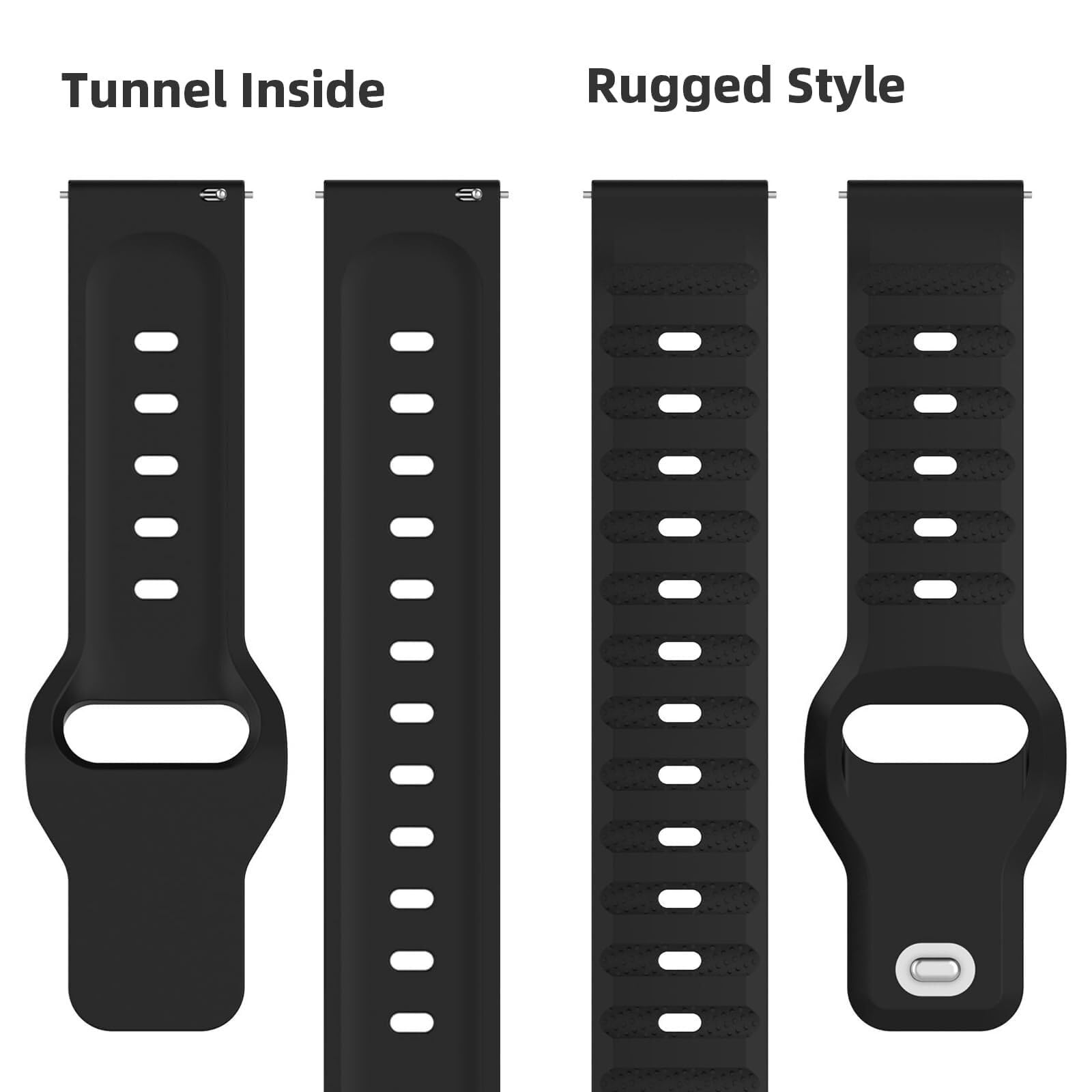 Cinturini per orologio robusti da 3 pezzi 20mm 22mm, cinturino per orologio a sgancio rapido con fibbia quadrata in metallo ridisegnata, cinturini sportivi di ricambio in morbido silicone trasp