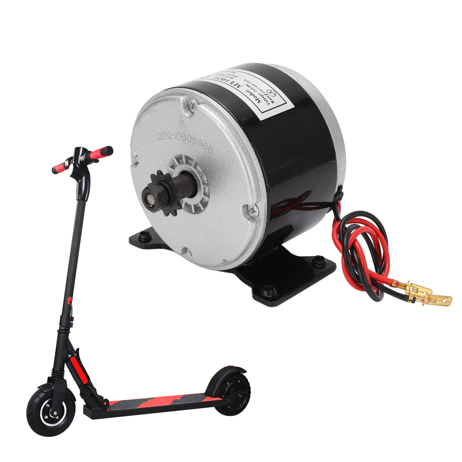 BuyWeek Motore Spazzolato Motoriduttore, MY1025 24V 250W 14A 2750 RPM Alluminio per Scooter Elettrico