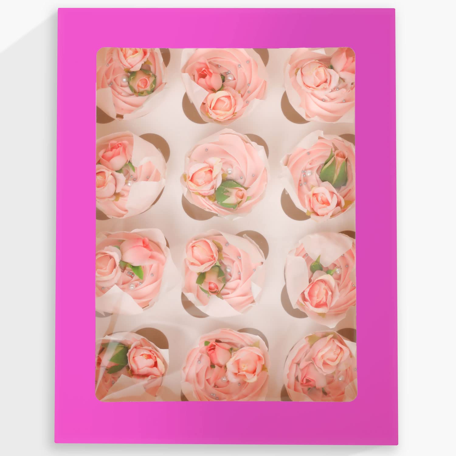 Gcardist Auto-pop Up 12 Cupcake Boxes with Window Roland 6 Packs Cupcake Box 33x25.4x9cm Bakery Boxes for Cupcakes Carrier Cupcake Containers - Image 2