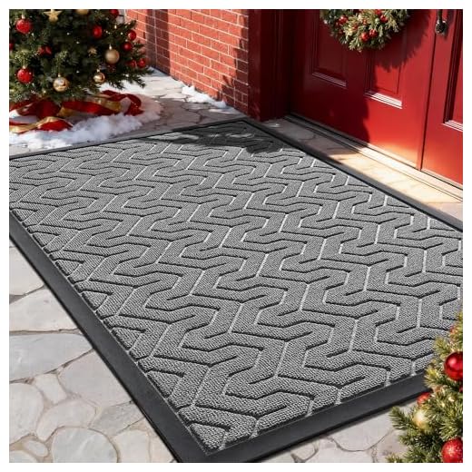 Yimobra Front Door Mat, All-Season Heavy Duty Durable Door Mat for Home Entrance, Garage and Garden Entryway Floor Mat, Non Slip Natural Rubber, Fade Resistant, Easy Clean, 36 x 24 Inch, Grey
