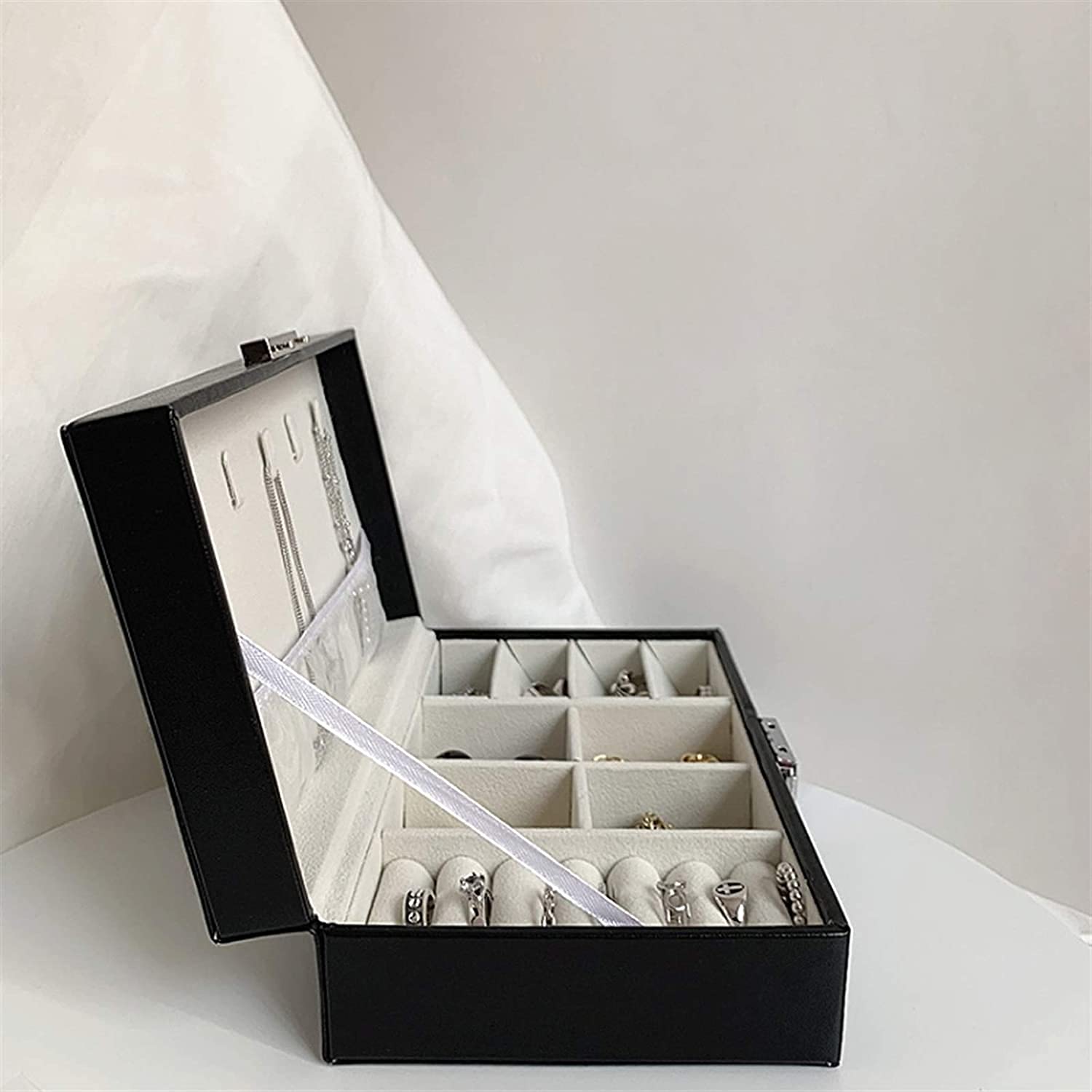 Joyero Joyero de Piel sintética para Mujer, Organizador de Joyas con Cerradura para Pendientes, Pulseras, Anillos, joyeros, Estuche de Almacenamiento, Organizador de Joyas
