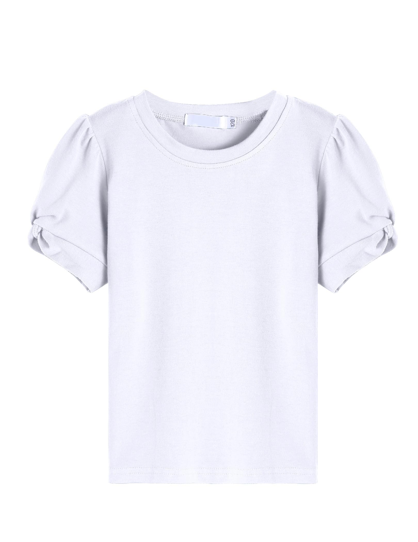 Arshiner Dziewczęce T-shirty, bufiaste rękawy, na lato, dla dzieci, na czas wolny, moda okrągły dekolt, bawełna, basic, koszulka z krótkim rękawem, dla dziewczynek