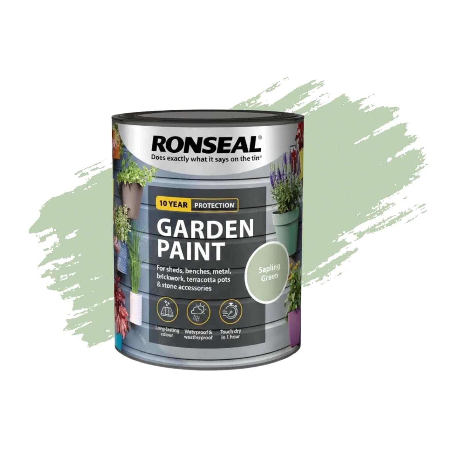 Milena Sapling Green Garden Paint 2.5l, Water Based Wooden Paints, Fast Drying Matt Finish, Long Lasting Fade Resistance Fence Paint, DIY Colour for Brick, Flower Pots (Sapling Green, 2.5 Litre)
