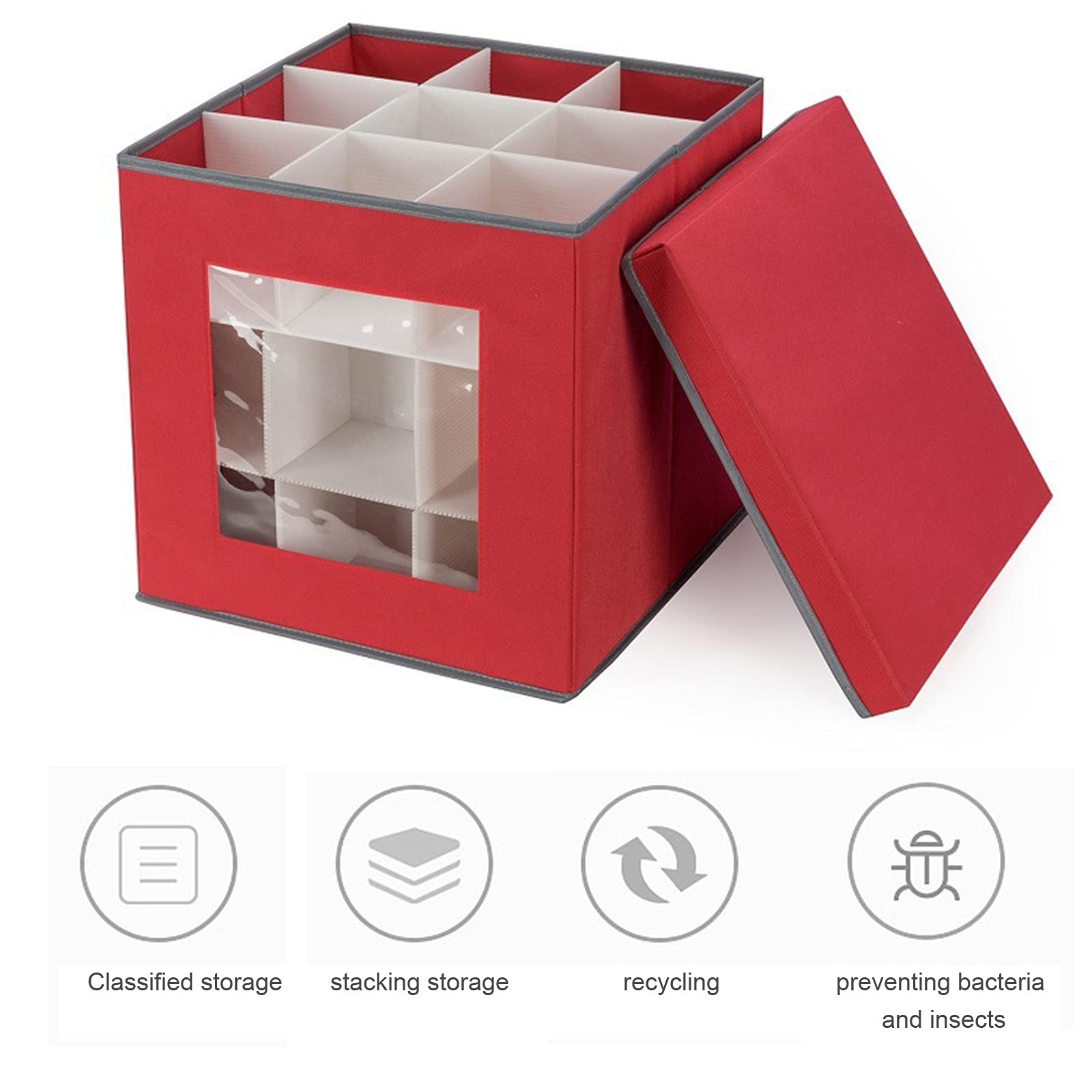 Betos Aufbewahrungsbox für Weihnachtskugeln, Weihnachtsdekoration, Aufbewahrungsbox, Würfeldeckel, Aufbewahrungsbox mit transparentem Fenster für Weihnachtsdekoration, 27 Stück