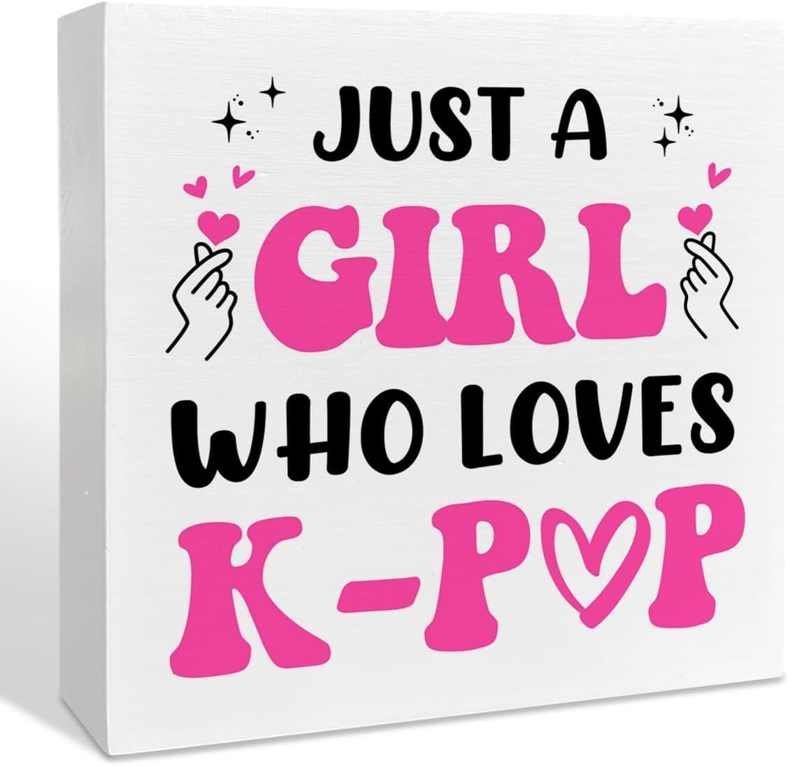 7x7 Inch Wooden Box Sign Just a Girl Who Loves K- Pop Decor
