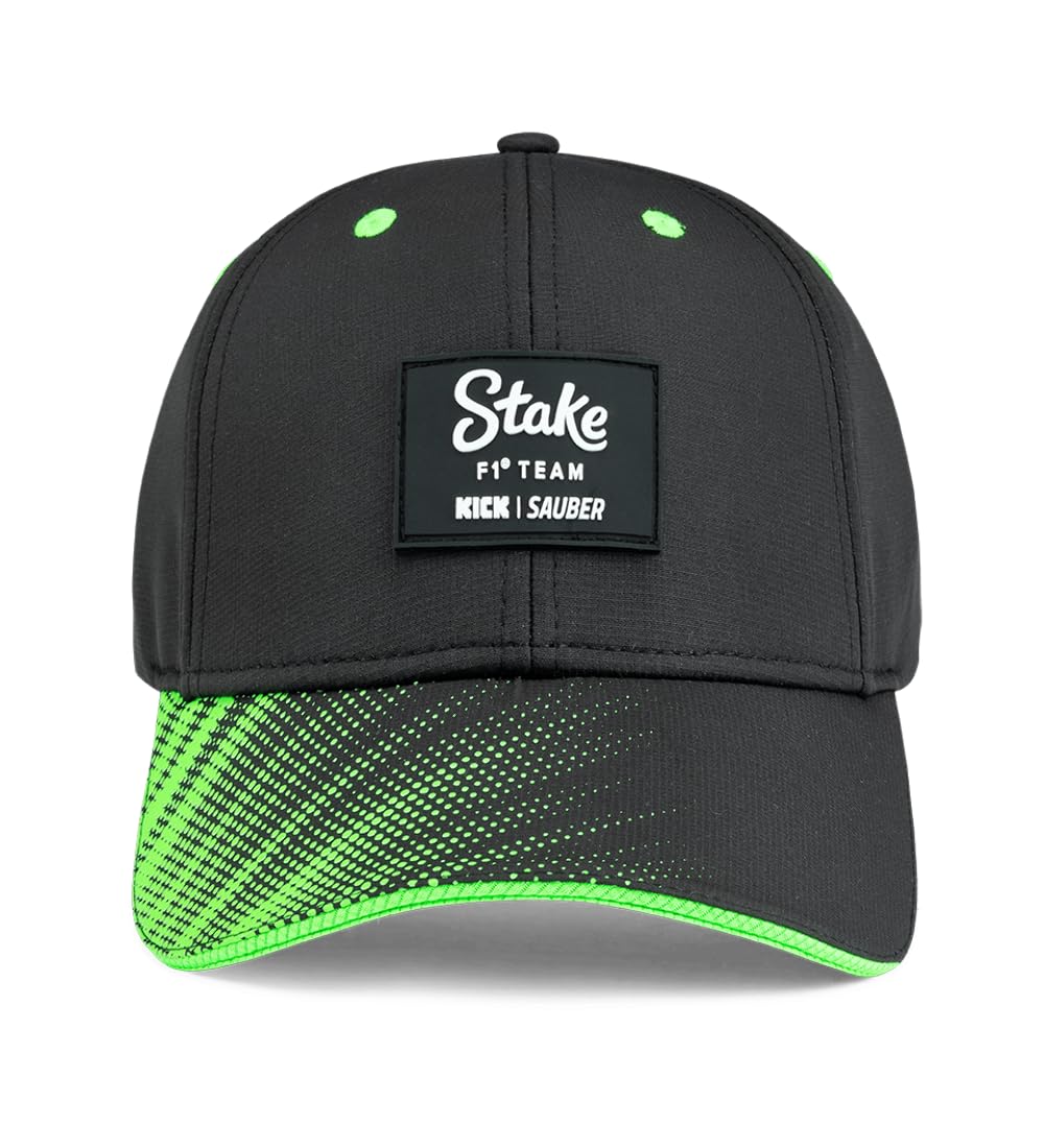 Stake F1 Kick Sauber Offizielles Team Kinder Baseball Cap 2025 Schwarz Grün Verstellbar, schwarz / grün, Einheitsgröße