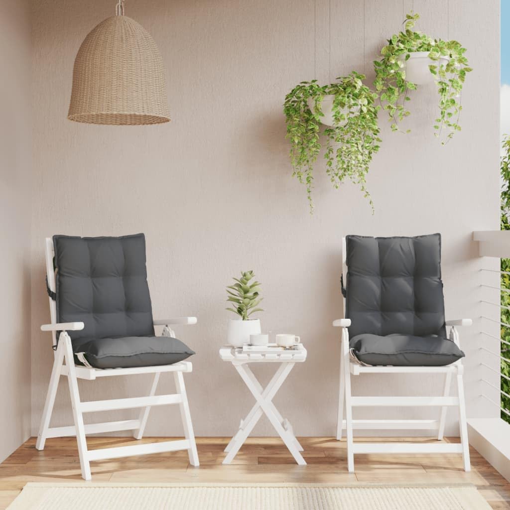 2er Set Niedriglehner-Auflagen Anthrazit – Wetterfeste Oxford-Gewebe Stuhlkissen 100x50x7 cm – Komfortable Polsterauflagen für Gartenstühle und Hochlehner im Außenbereich