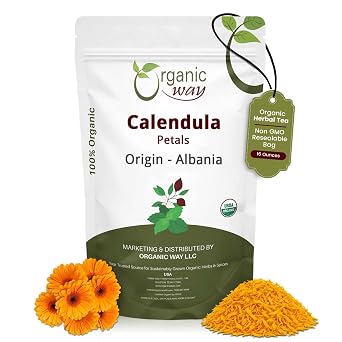 Organic Way Dried Calendula Petals - Herbal Tea - Origin Albania 16 Oz