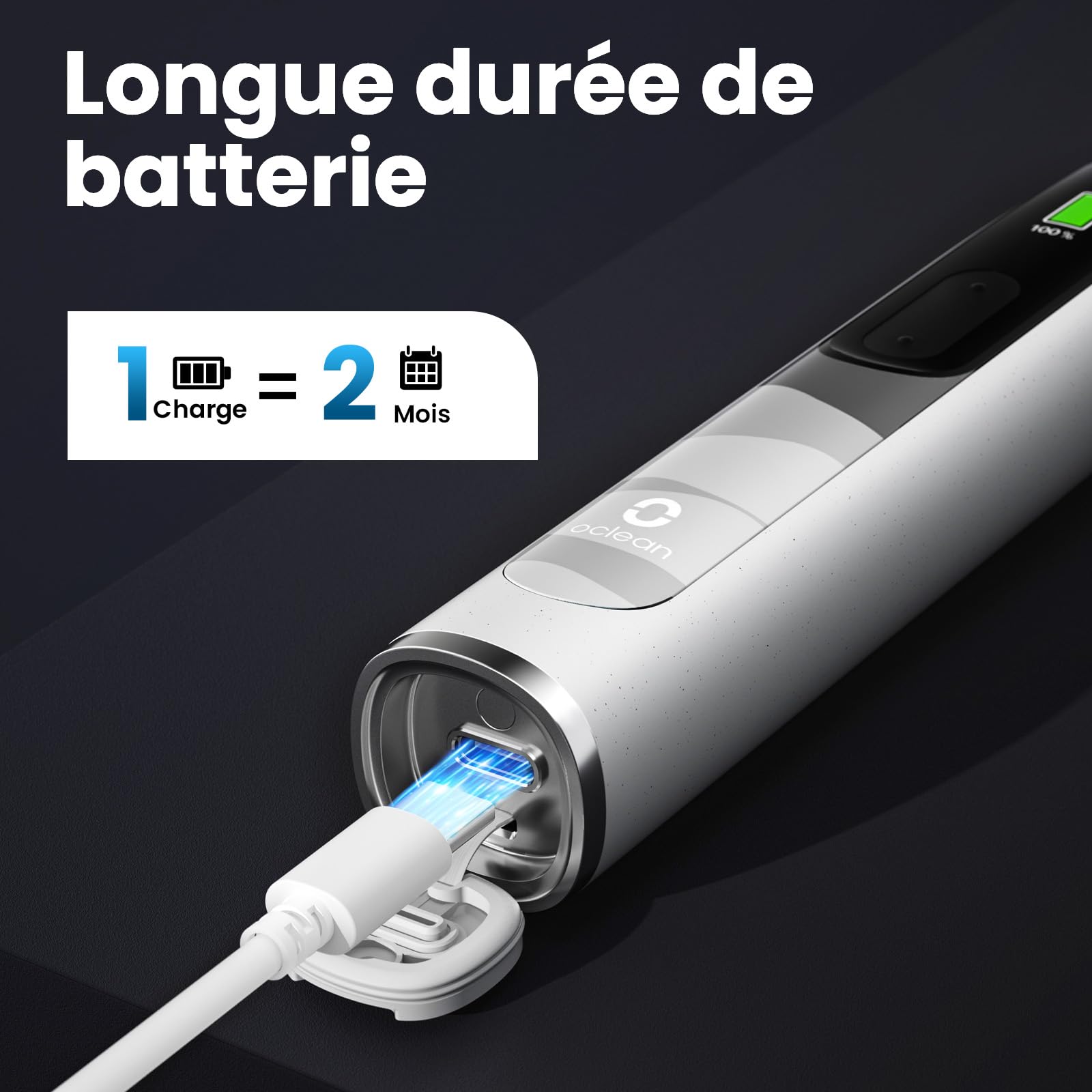 Oclean X10, Brosse A Dents Electrique, Brosse À Dent Électrique Sonique avec Écran Intelligente, Charge Rapide 3h pour 60 Jours, 5 Modes, Minuterie de 2 Mins & Capteur De Pression, IPX7, Gris