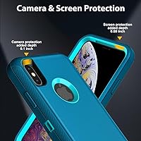 Vista 3 de Funda para iPhone X/iPhone Xs con 2 protectores de pantalla de vidrio templado, grado militar 3 en 1, resistente a prueba de golpes, a prueba