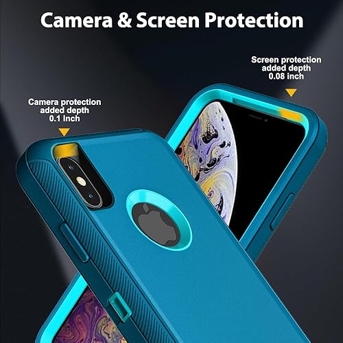 Miniatura 3 de Funda para iPhone XiPhone Xs con 2 protectores de pantalla de vidrio templado, grado militar 3 en 1, resistente a prueba de golpes, a prueba de