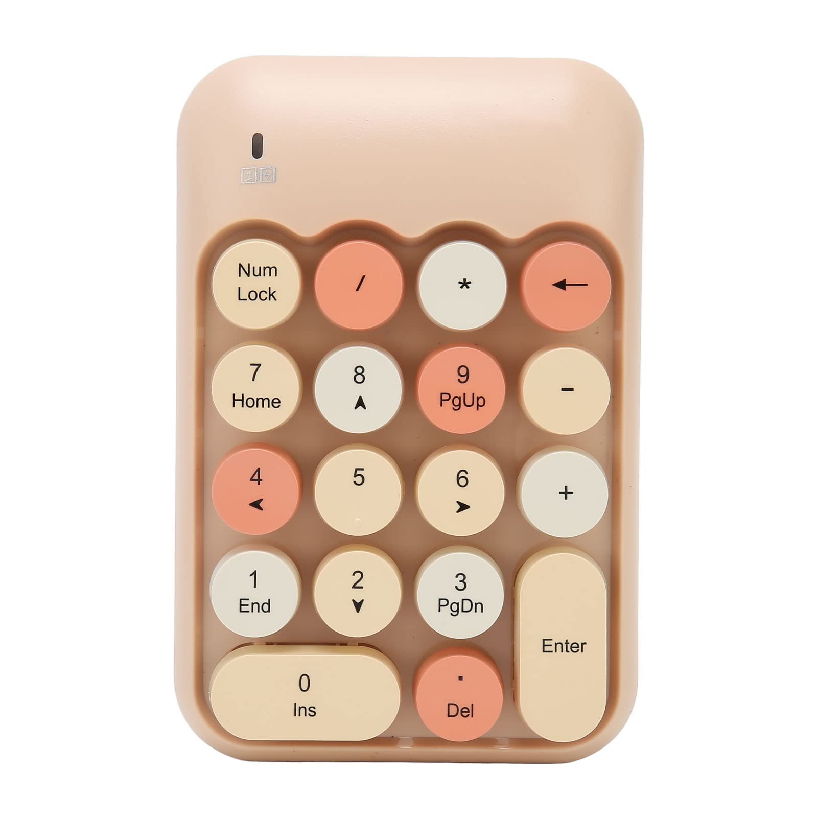 TrisarWireless Number Pad, 2.4GHz Wireless Numeric Keypad 18 Keys Colorful Retro Portable Number Pad with USB Receiver, Financial Accounting Keyboard Extensions for Laptop (Milk Tea