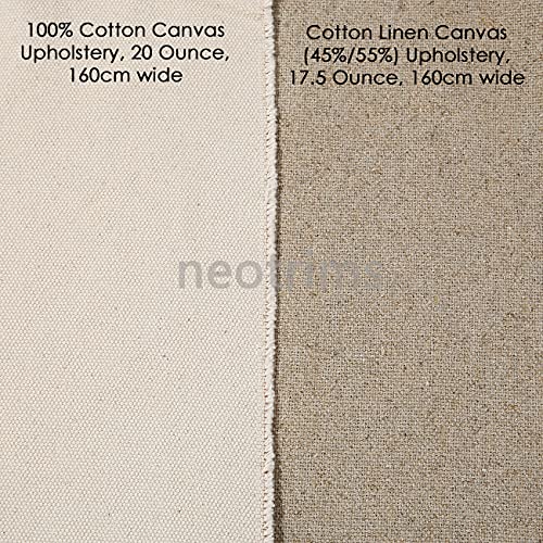 100% Cotton Canvas,Calico & Cotton Linen Mix Fabric For Craft,Paint,Patchwork,Apparel & Light Upholstery.neotrim Natural Fibres,Unbleached & Eco-Friendly Vegan Material, Cotton Linen, 1 Meter #TOP4