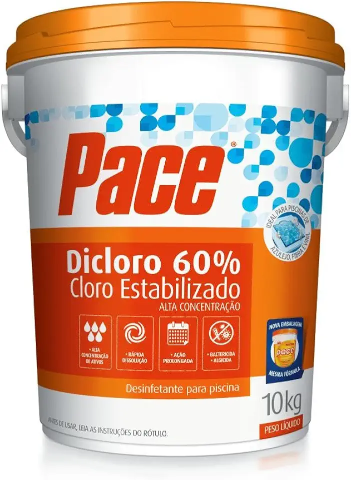 Cloro granulado 60% concentrado - Pace balde 10kg - hth