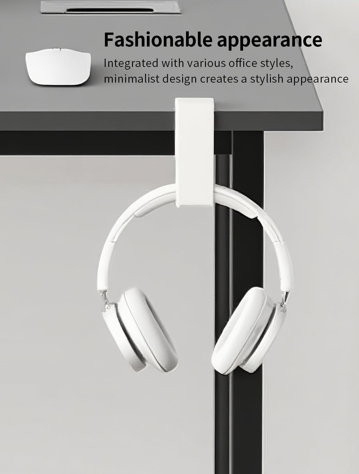 Gancio per cuffie, supporto per cuffie da scrivania, supporto per cuffie da gioco per PC, con girevole a 360 gradi e organizer per cavi (bianco)