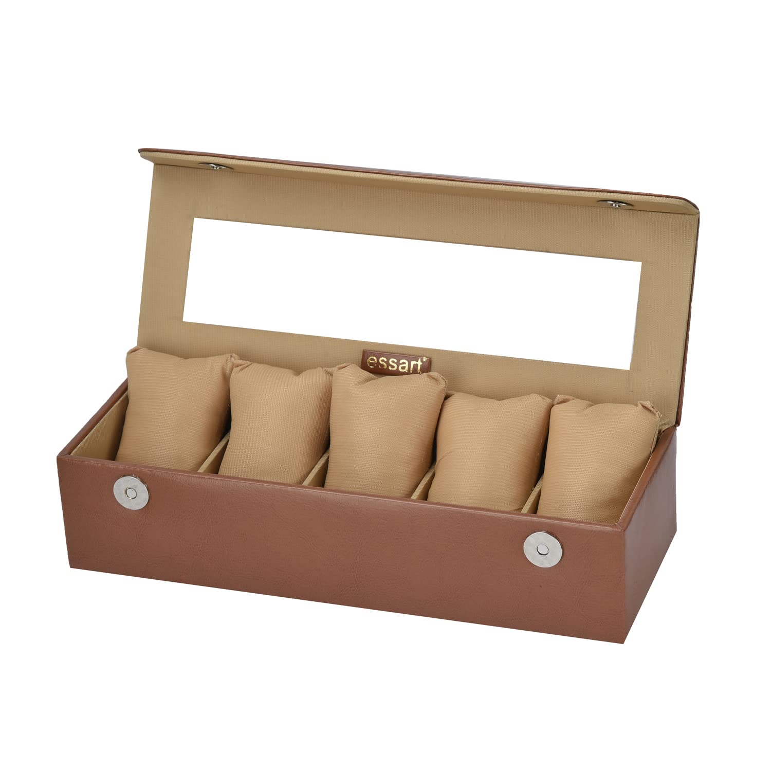 Essart Faux Leather 5 Slots Watch Storage Box Removable Cushions, Tranaparent Lid Feature/Magnetic Closure - 10004-E-Brown (B07DPPR3PT) Amazon Price History, Amazon Price Tracker