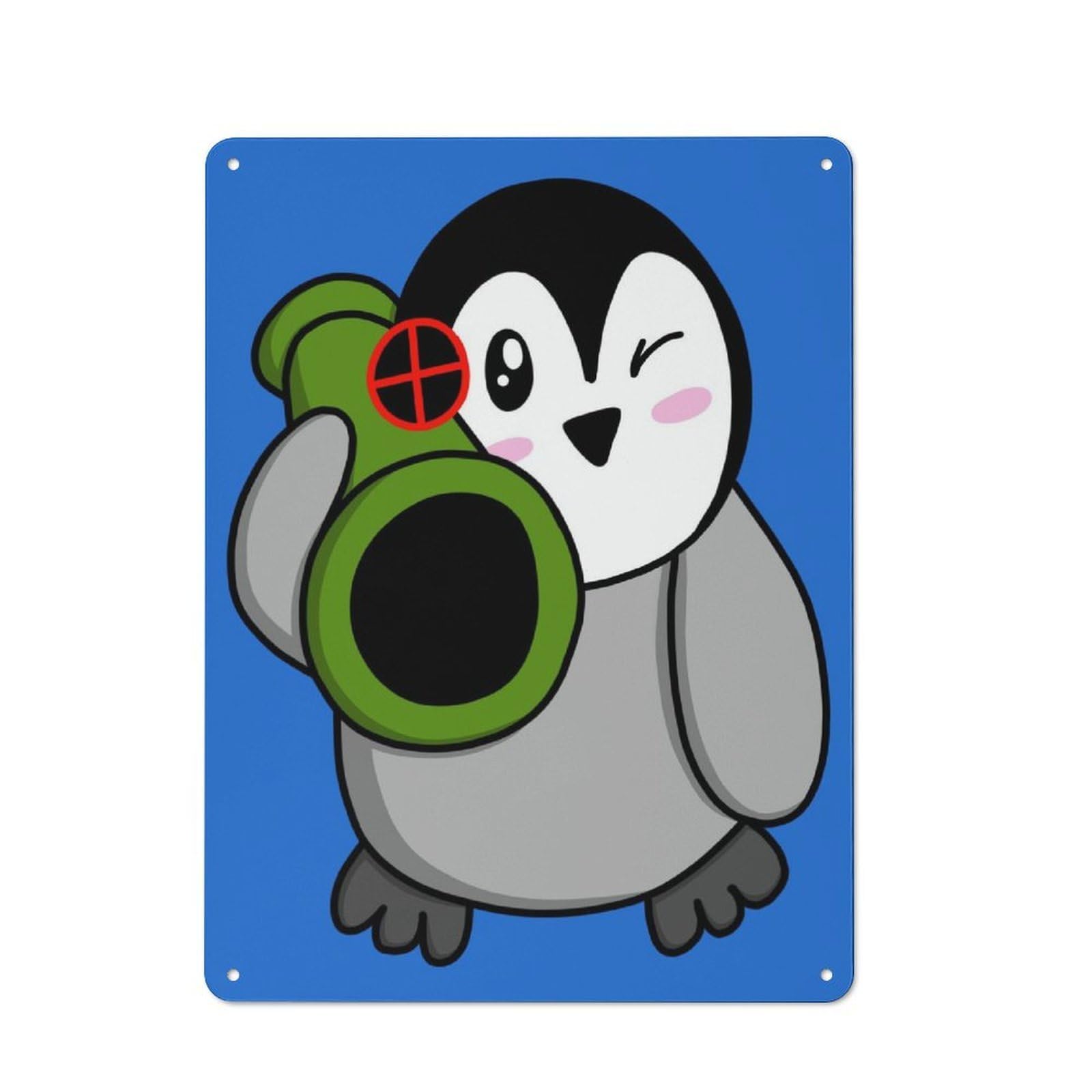 Junmoney Penguin Bazooka Tin Wall Plaque 40X30cm With For Bar Or Restaurant, For Hospitality Decor Collectors