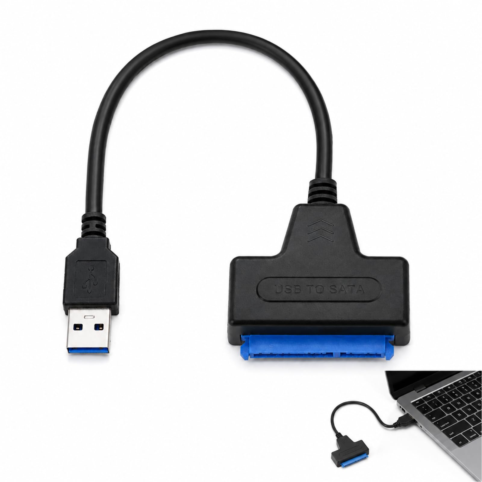 SATA auf USB Adapter, USB 3.0 auf SATA Adapter, 2,5-Zoll Port Konverter Externes Kabel für SSD HDD Festplatten, Plug & Play, SuperSpeed USB 5 Gb/s, kompatibel mit Laptops, Desktop-PCs