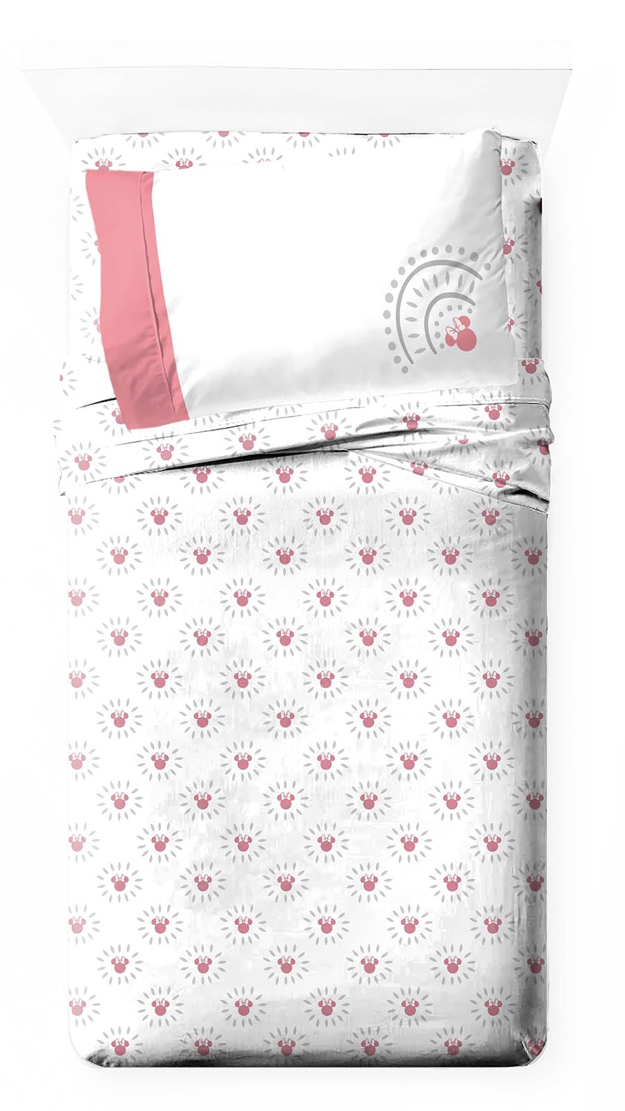 Jay Franco Kids Sheet Set with Fitted, Flat Sheets & Pillow Cover - Ultra-Soft Bedding with Pillowcase for Room Decor, White - Minnie Mouse, 3 Piece Twin