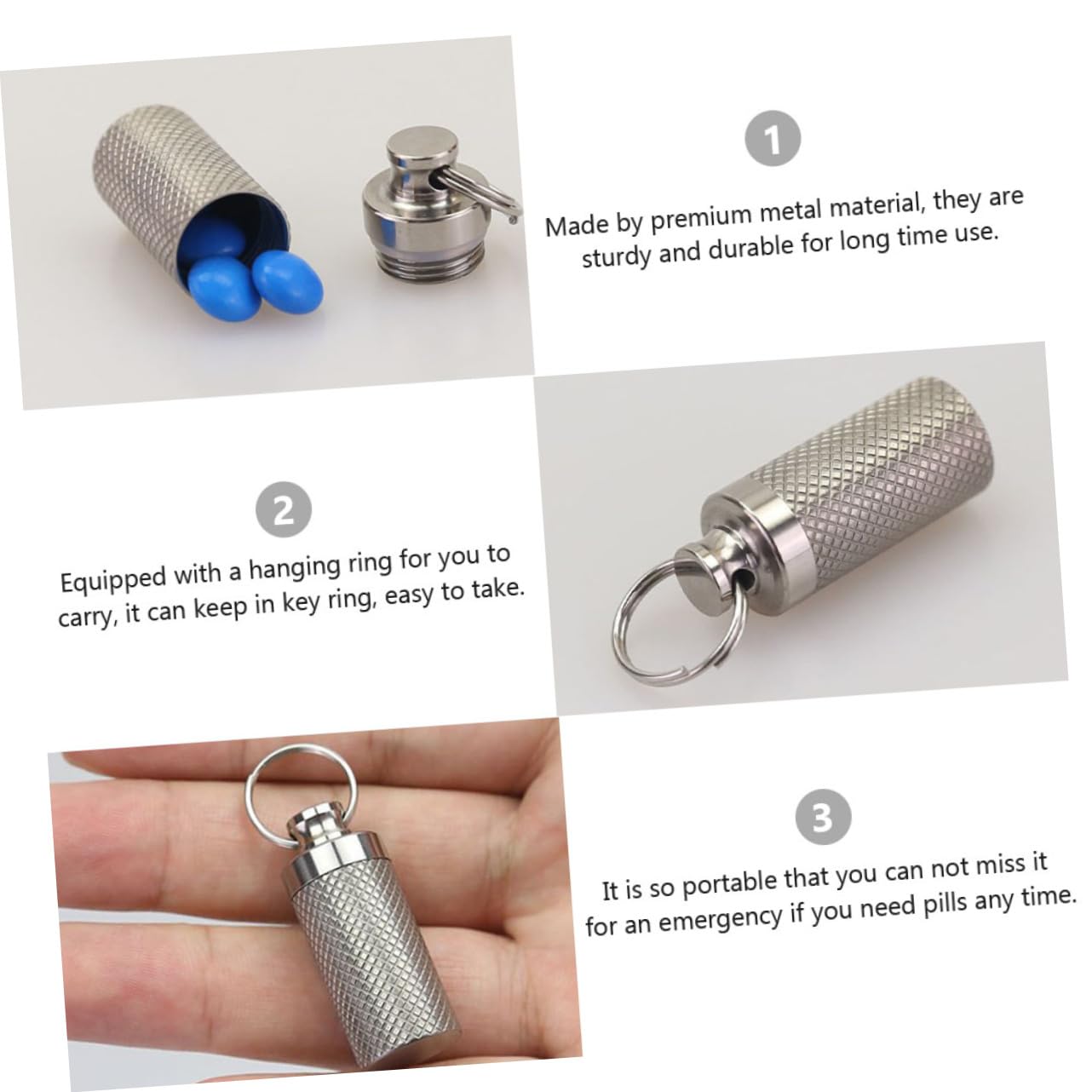 minkissy 6stücke Tragbare Wasserdichte Pillenflaschen Aus Metall Kompakte Tablettendose Für Unterwegs Für Reisen Outdoor-aktivitäten Und Tägliche Verwendung