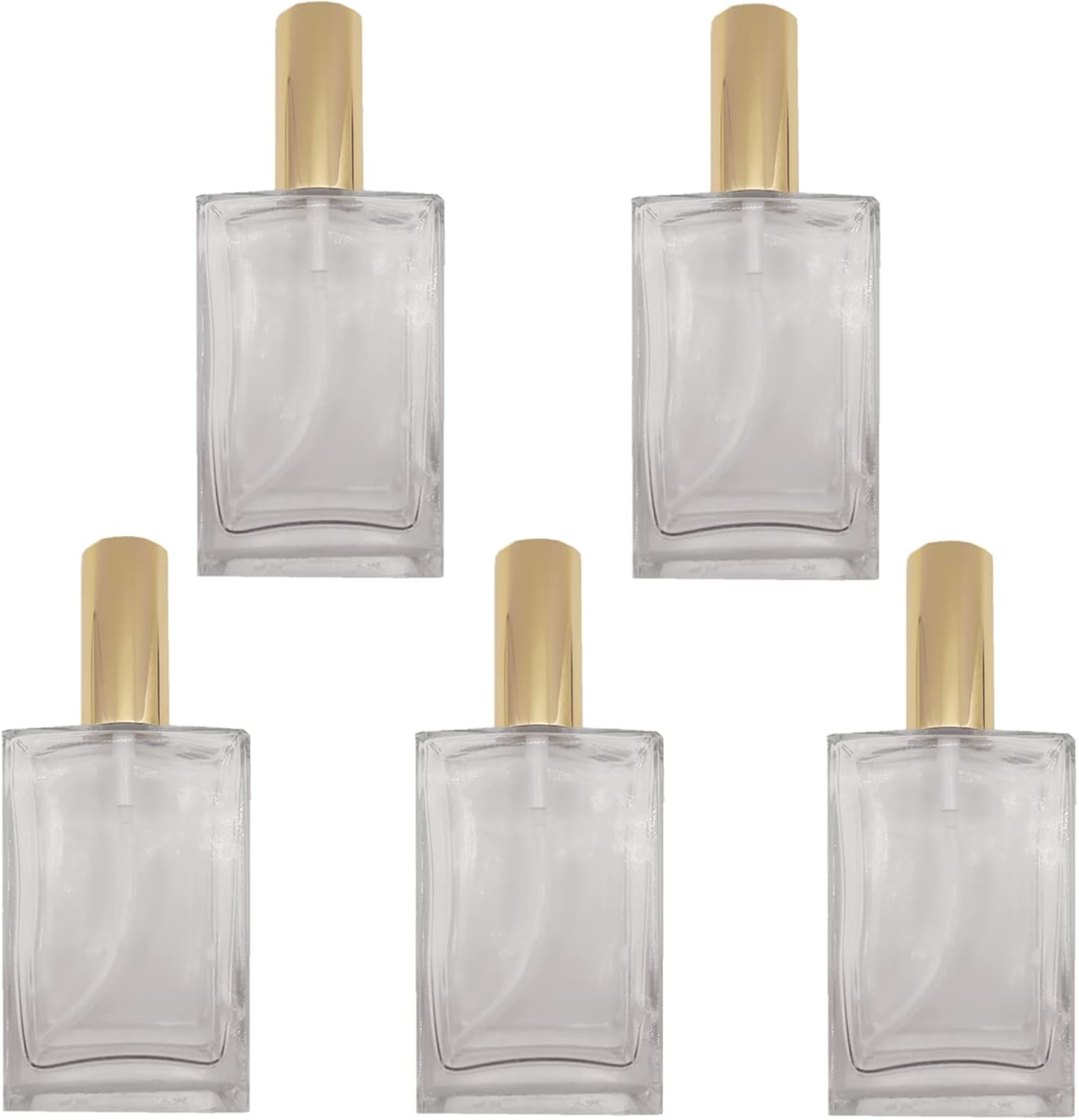 8PCS Square Glass Spray bottle,1.7oz Small Refillable Container with Fine Mist sprayer,Perfume bottle (50ml, Matte Black)