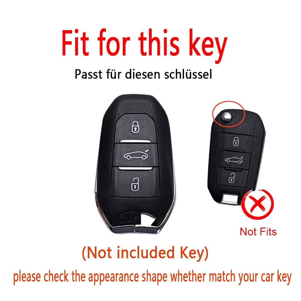 Autoschlüssel Hülle Passt für Peugeot 3008 208 508 Schlüsselhülle Cover in Leder Schutzhülle für Citroen C4L DS5 DS6 für Opel Grandland X Schlüsseletui Fernbedienung Schlüsselbund-Schwarz