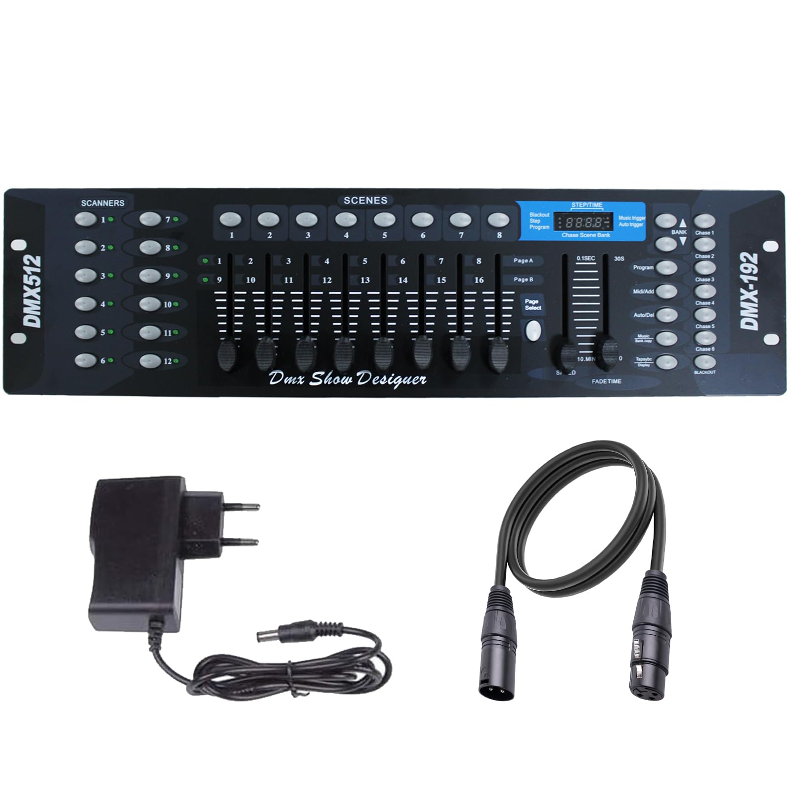 DMX Controller mit 3 m DMX Kabel, 192 Kanäle DMX Lichtsteuerung 512 DJ Controller, Beleuchtungs mixer Konsole, DMX Konsolen Kit für Lichtshows Party Disco Pub DJ-Bars und Moving Heads Led Par