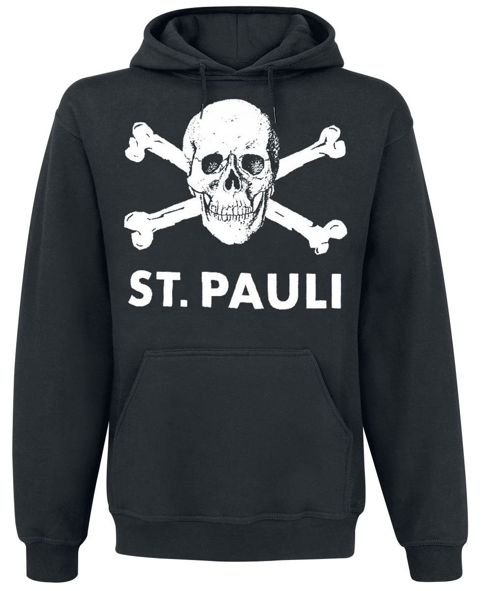 FC St. Pauli Skull I Men's Hoodie Black Fan Merchandise Football Sports Skulls, Black/White, l, SP0521, Schwarz/Weiß
