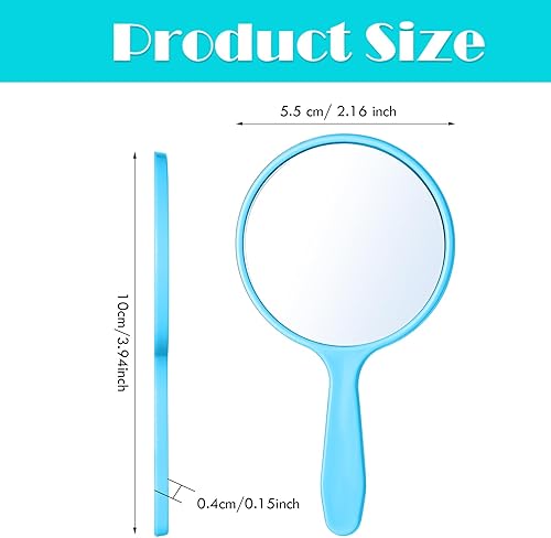 Miniatura 9 de Jetec 25 espejos de mano con asa, 3.94 pulgadas de largo x 2.17 pulgadas de ancho, pequeño espejo redondo portátil a granel para niños, viajes,