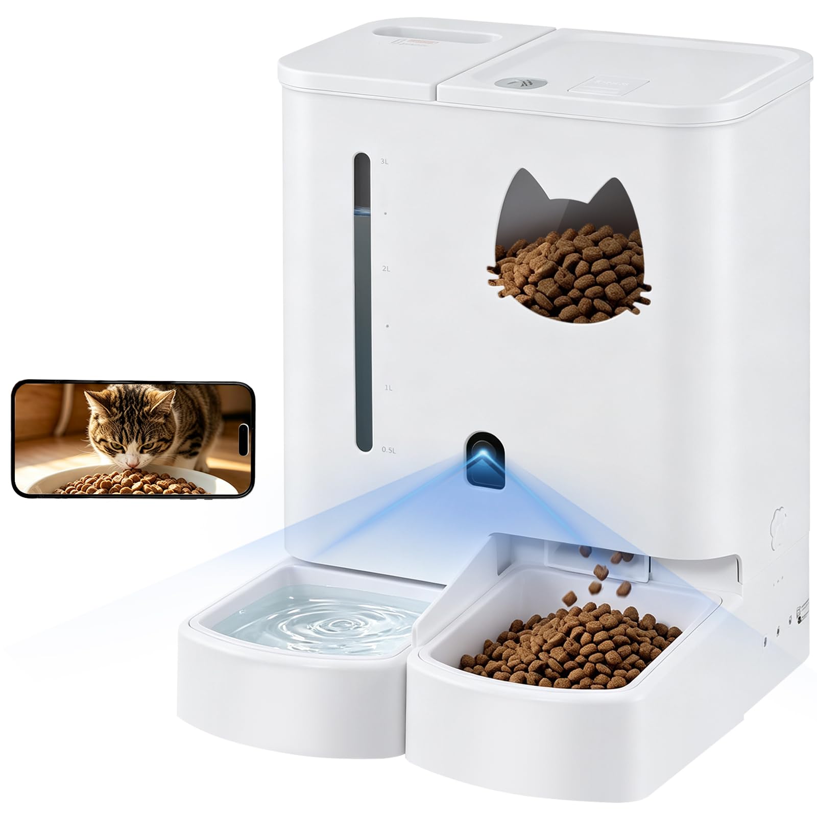 Automatic Cat Feeder with Camera and Water Dispenser, 2-in-1 Smart Pet Feeder with 2K HD…