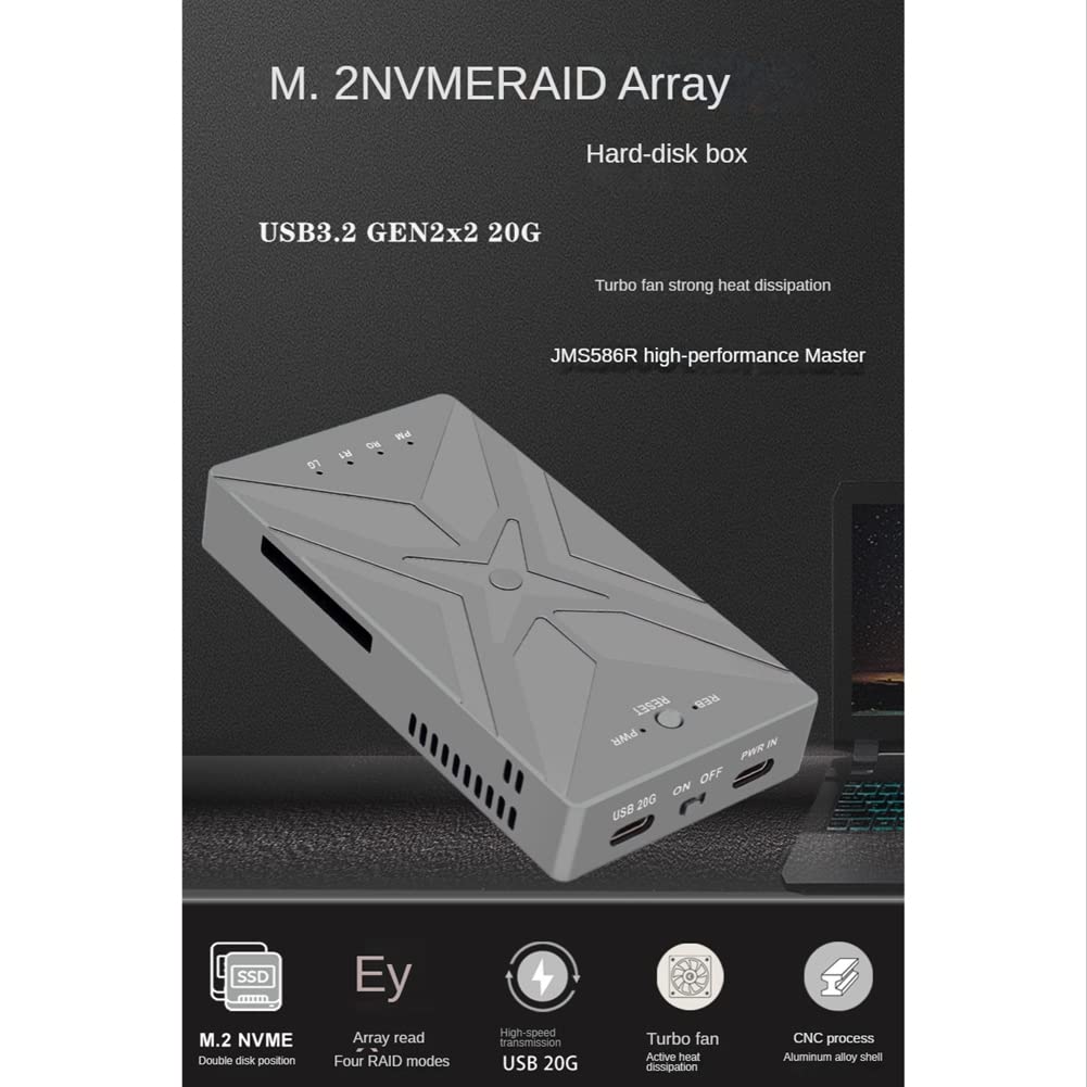M.2 NVME SSD Dual bay M2 SSD Case Support M.2 Nvme SSD Disk per SSD Hard Disk Box Type-C USB3.2 GEN2 20 Gbps