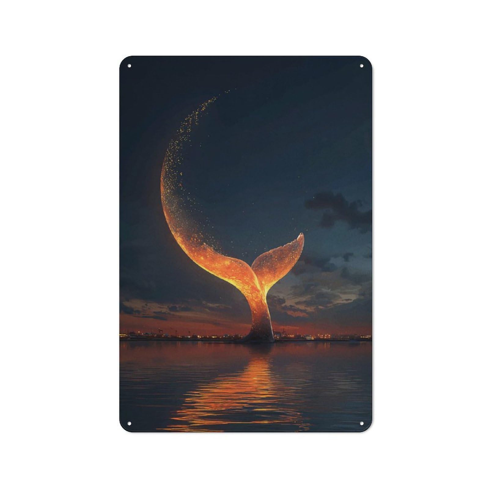 Junmoney Glowing Whale Tail At Sunset Garden Style Shed Metal Sign 30X20cm, Shed Wall Decor For Patio Bar, Workshop, Shed Or Kitchen