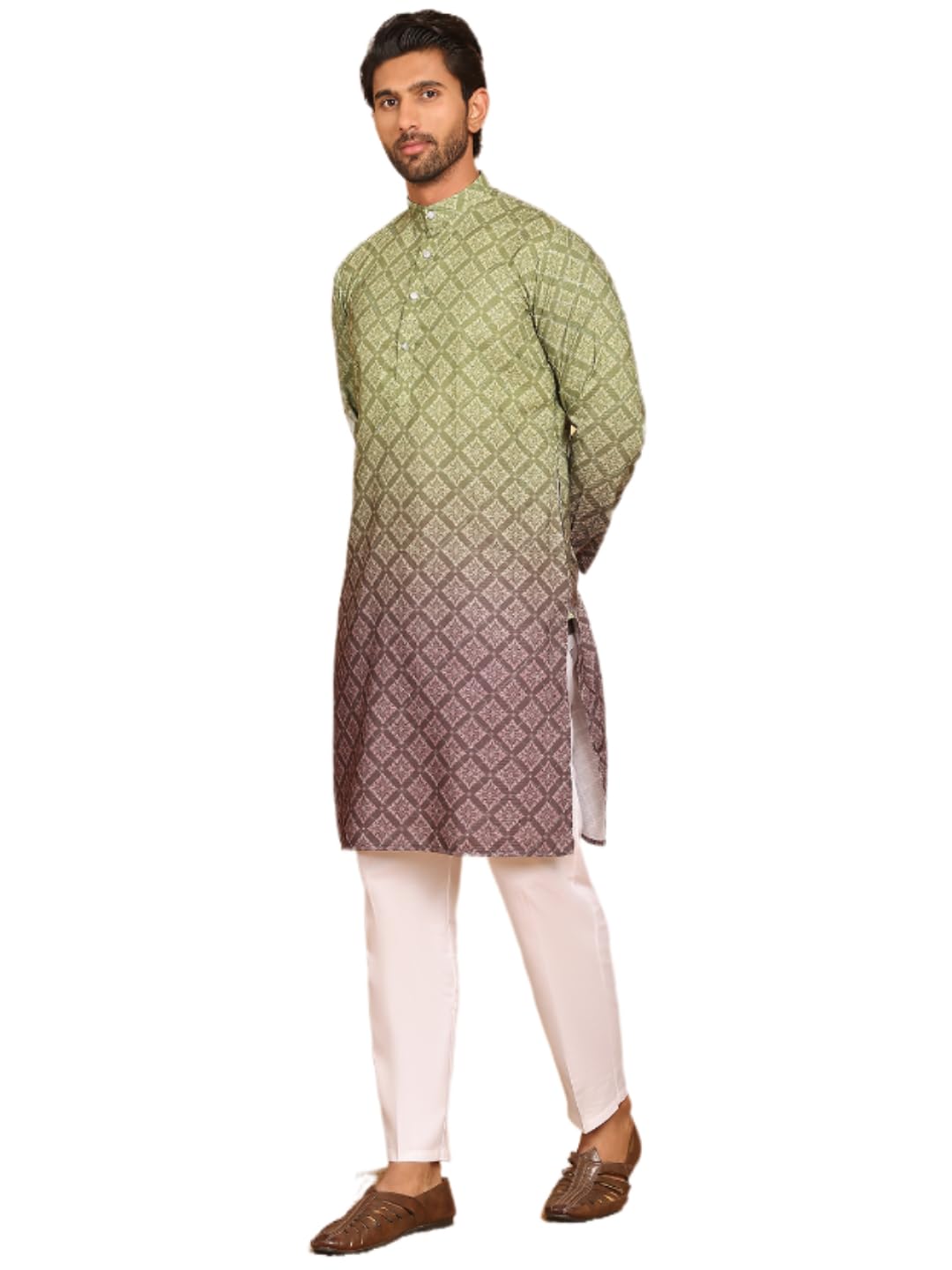 Embroidered Cotton Kurta with Pyjama.-image-11