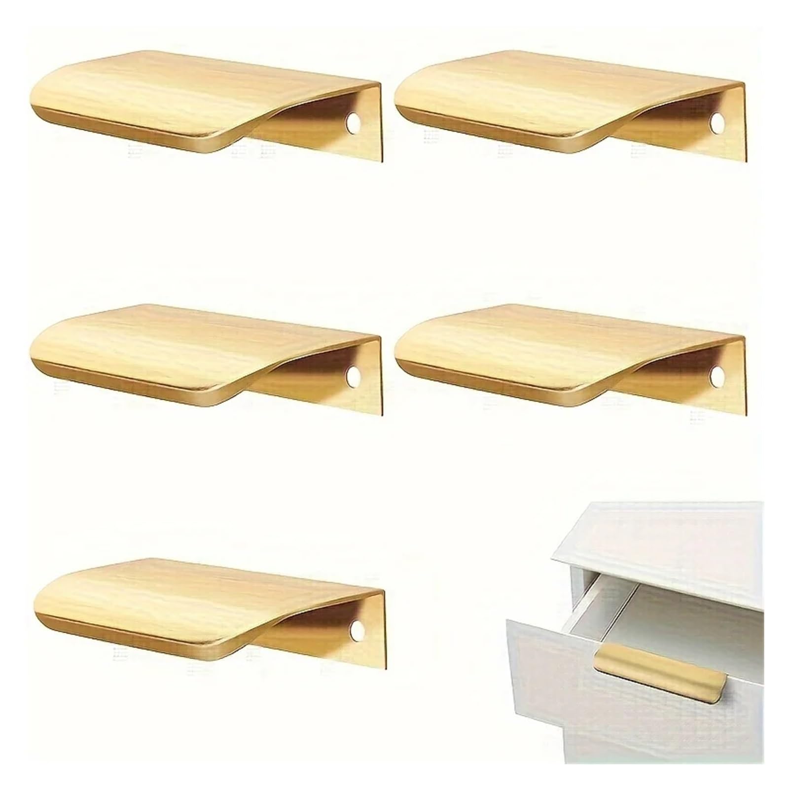 Maryear Handle 20pcs Hidden Handles for Furniture Kitchen Cabinet Minimalist Wardrobe Cupboard Drawer Knobs Aluminum Alloy(Golden 5PCS)