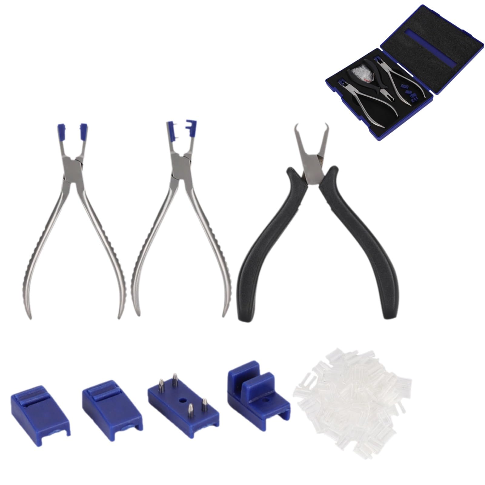 3-teilige Zange für Randlose Brillen, Professionelle Brillenzange mit Federgriff, Reparatur- und Demontagewerkzeug für Rahmen-Silhouetten, Optik-Set zur Brillenreparatur
