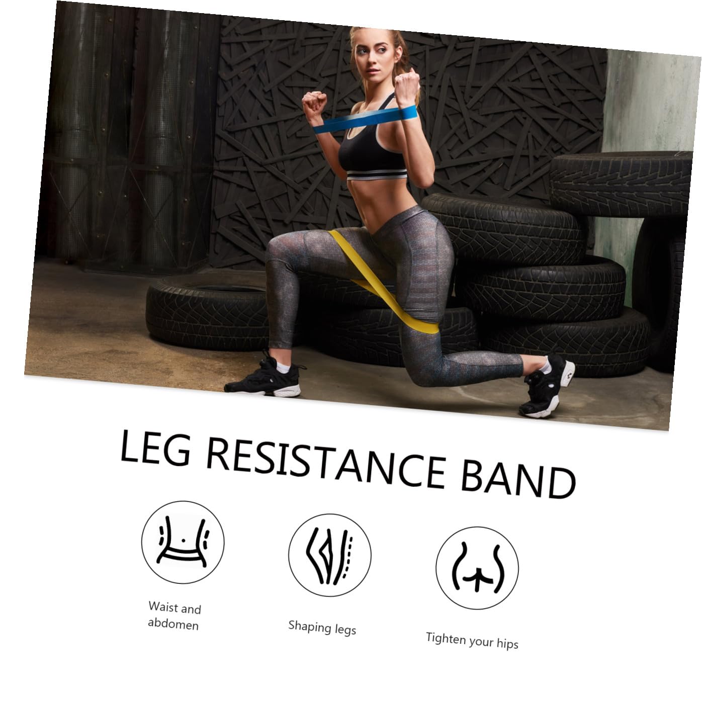 Mikinona Bein Und Oberschenkel Latex Widerstandsband 4-Fach Elastischer Naturlatex Nylon Neopren Knöchelriemen Pilates Physiotherapie Fitness Workout Trainingsgerät