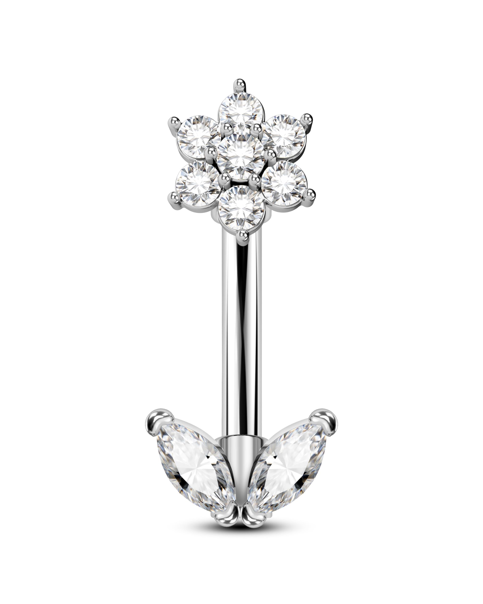 COCHARM Cute Flower Rook Earrings for Women Silver 16g Jewelry 16 Gauge Stainless Steel 8mm Piercing Dainty