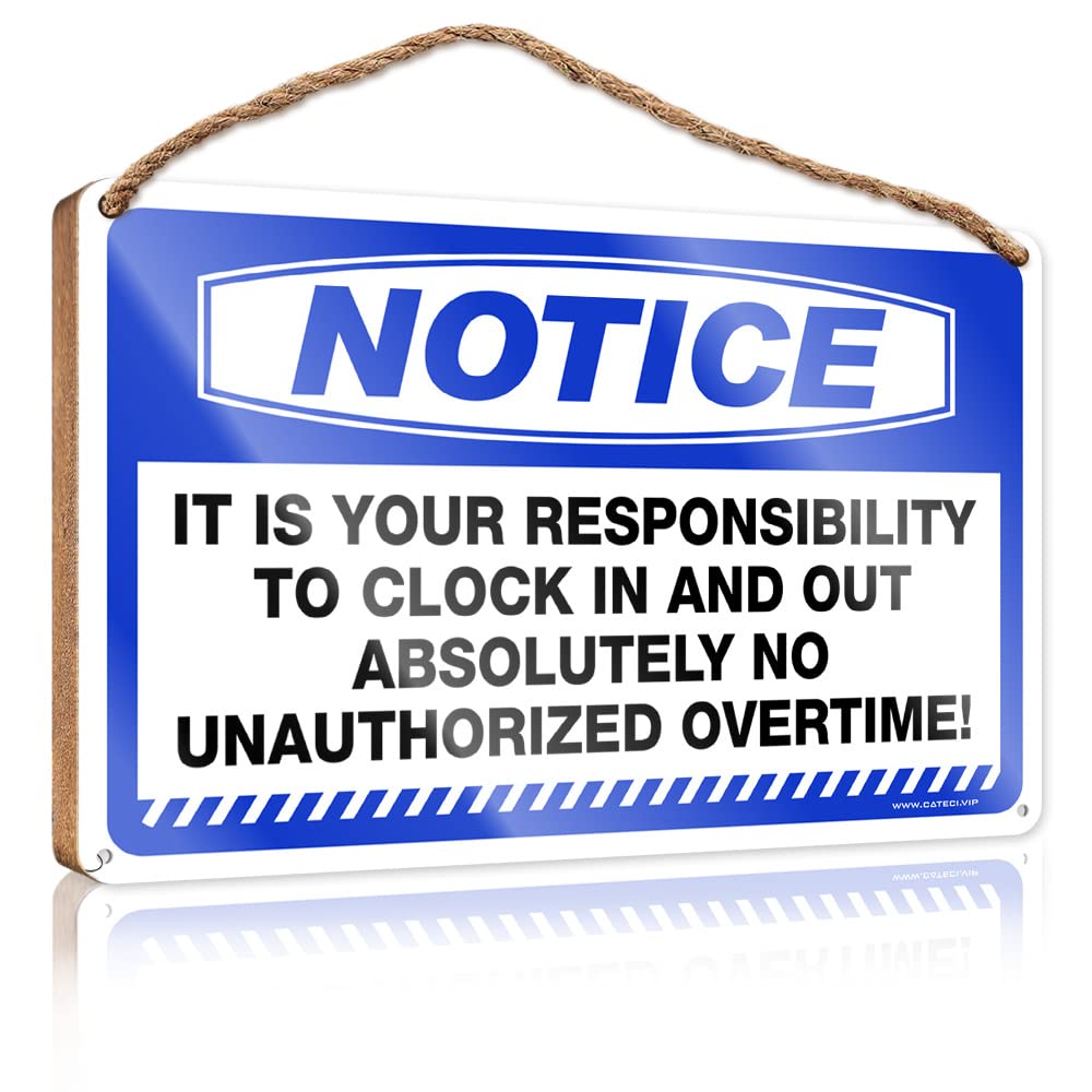Funny Porch Decor Notice It Is Your Responsibility To Clock In And Wooden Sign Home Signs Wall Decor Funny Wall Hanging Decor Pla(23X35CM)