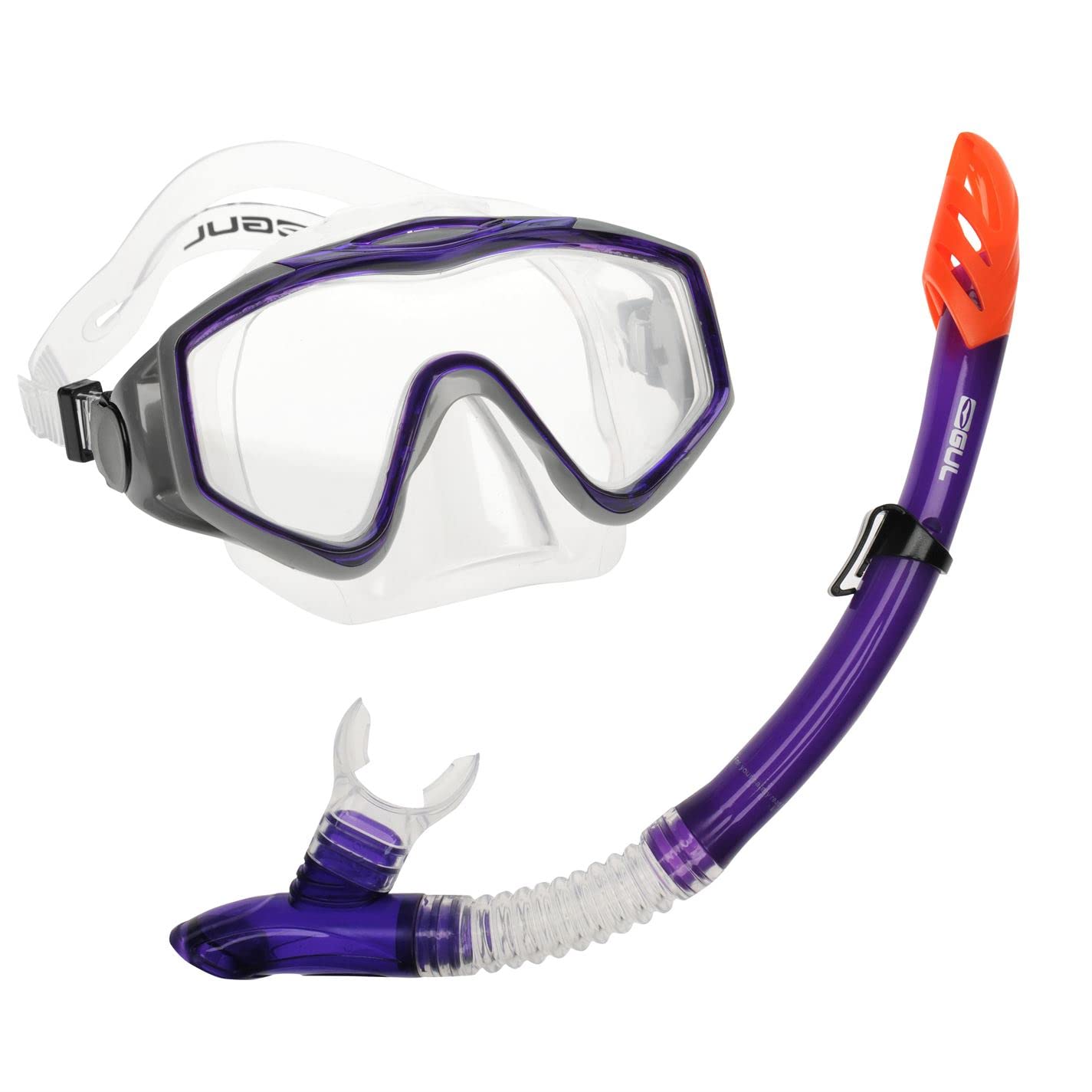 Gul Unisex Snorkeling Set Tempered Glass Diving Mask And Splash Proof Snorkel Purple