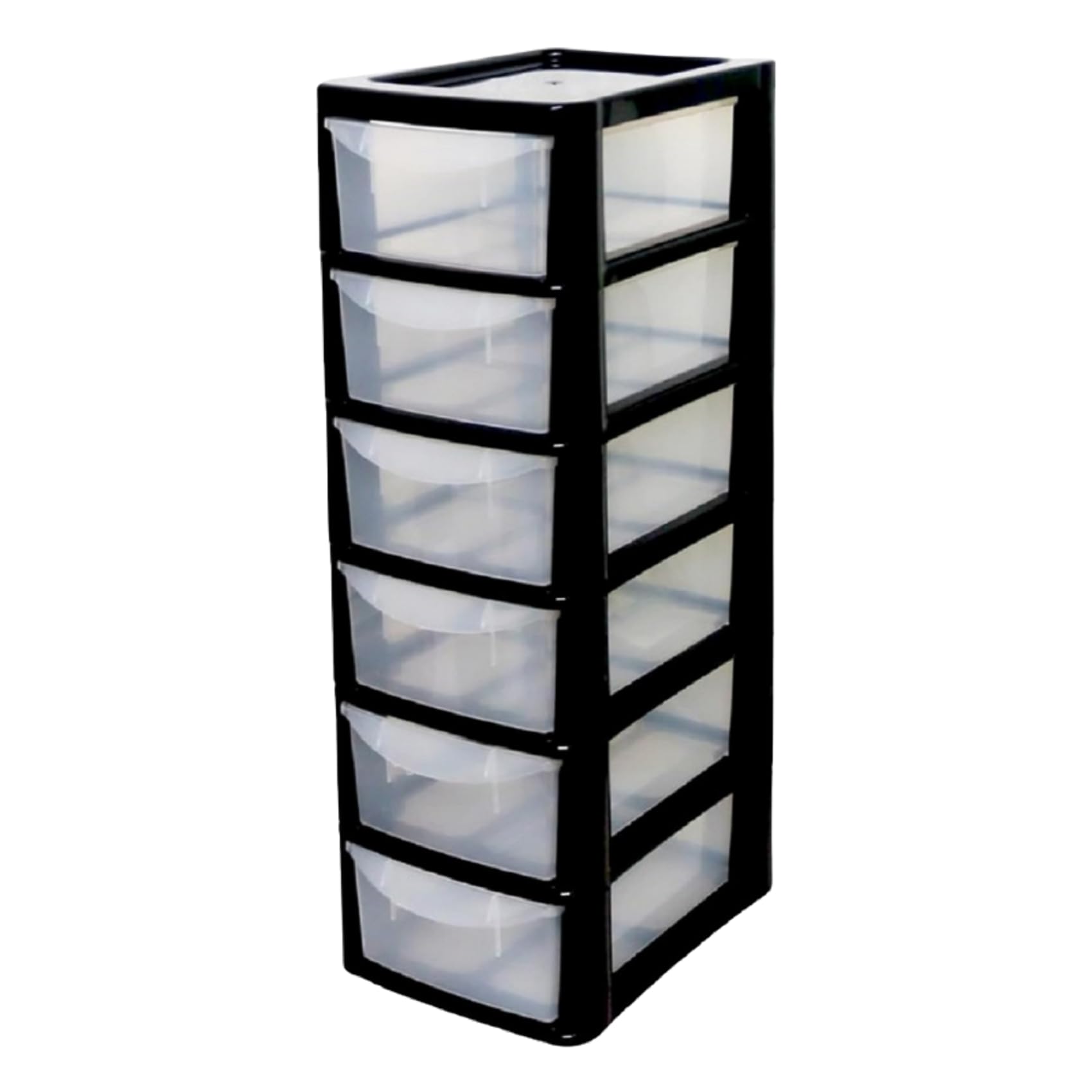 Plastic Storage Drawers Unit 6 Tier Small mini Tower Homes, Kitchen, Schools, Offices Plastic Drawer Organizer Desktop Table Top Drawers Stationary 26Dx19Wx60H Black Clear